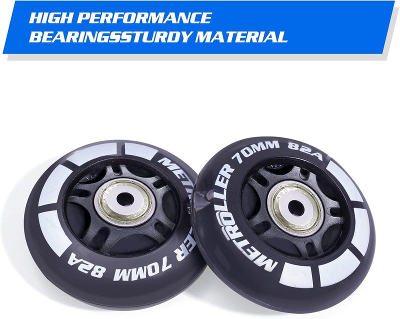 METROLLER 8 Pack 70mm Light up 82A Inline Skate Wheels with ABEC-7 Bearing, Indoor Outdoor Inline Skate Wheels Replacement Roller Blade Wheels Without Tool - Image 5